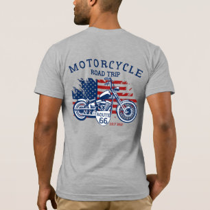 Individuelle Motorrad-Roadtrip-Route 66 USA-Flagge T-Shirt