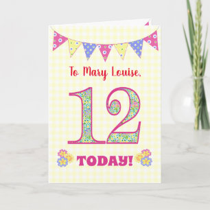 Individuelle Name 12. Geburtstag Primroses Jagdkar Karte