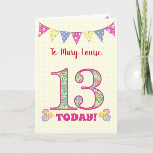 Individuelle Name 13. Geburtstag Primroses Jagdkar Karte (Vorderseite)