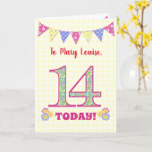 Individuelle Name 14. Geburtstag Primroses Jagdkar Karte (Gelbe Blume)