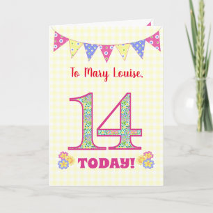 Individuelle Name 14. Geburtstag Primroses Jagdkar Karte