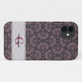Individuelle Name 1920er Jahre Dusky Rose Floral F Case-Mate iPhone Hülle (Rückseite (Horizontal))