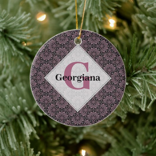 Individuelle Name 1920er Jahre Dusky Rose Floral F Keramik Ornament (Baum)