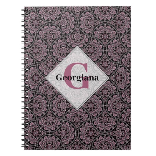 Individuelle Name 1920er Jahre Dusky Rose Floral F Notizblock (Vorderseite)