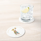 Individuelle Name 1. Geburtstag Peter Goldballon Runder Pappuntersetzer (Vor Ort)