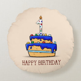 Individuelle Name, 1. Geburtstag, süßer Blauer Kuc Rundes Kissen