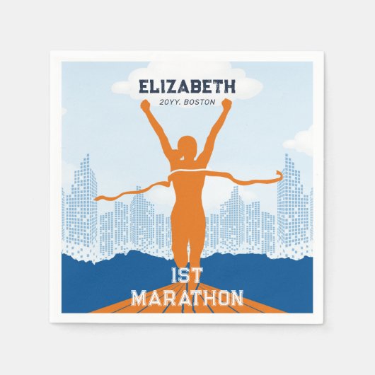 Individuelle Name 1. Marathon Celebration Party Serviette (Vorderseite)