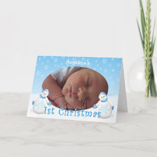 Individuelle Name 1. Weihnachtsschneemann Fotokart Feiertagskarte