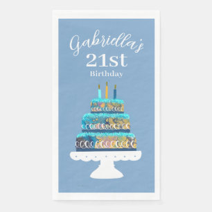 Individuelle Name 21. Geburtstagskuchen Serviette