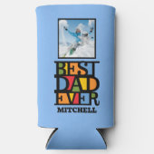 Individuelle Name & 2 Fotos BESTER VATER JE Selters Dosenkühler (Vorderseite)