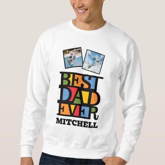 Individuelle Name & 2 Fotos BESTER VATER JE Sweatshirt (Vorderseite)