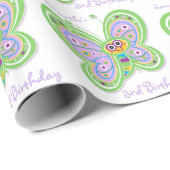 individuelle Name 3. Geburtstagsschmetterling Geschenkpapier (Rolleneckpunkt)