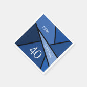 Individuelle Name 40. Geburtstag Abstrakt Blue Geo Serviette (Ecke)