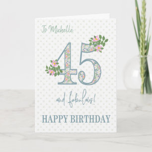 Individuelle Name 45. Geburtstagskarte Floral und Karte