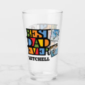 Individuelle Name & 4 Fotos BESTER VATER JE Glas (Vorderseite)