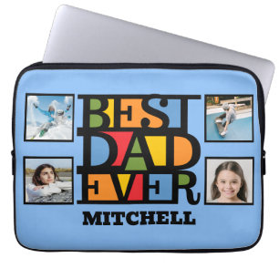 Individuelle Name & 4 Fotos BESTER VATER JE Laptopschutzhülle