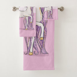 Individuelle Name 4. Geburtstag Rosa Pferd mit Kro Badhandtuch Set