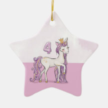 Individuelle Name 4. Geburtstag Rosa Pferd mit Kro
