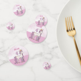 Individuelle Name 4. Geburtstag Rosa Pferd mit Kro Konfetti