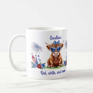 Individuelle Name 4. Juli Feuerwerk Niedlich Kuh F Kaffeetasse