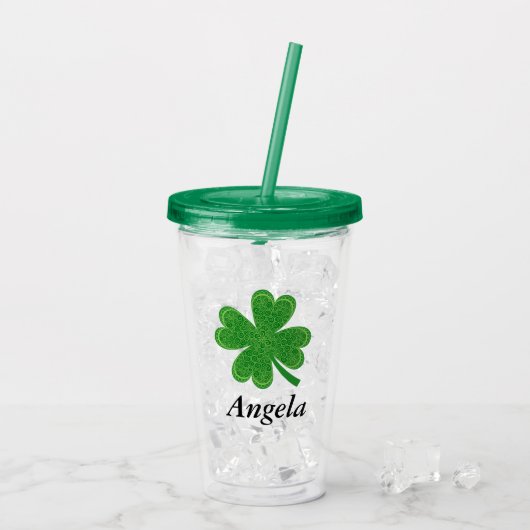 Individuelle Name 4 Leaf Clover St. Patrick's Day Acryltrinkbecher (Rückseite Ice)