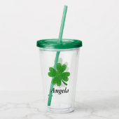 Individuelle Name 4 Leaf Clover St. Patrick's Day Acryltrinkbecher (Rückseite)