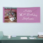 Individuelle Name 50. Geburtstag Vintager Teekesse Banner (Messe)