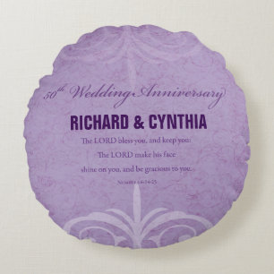 Individuelle Name, 50. Hochzeitstag bis Paar Rundes Kissen
