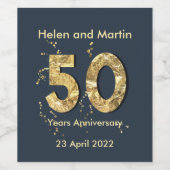 Individuelle Name 50 Jahre Gold Weinetikett (Einzelnes Label)