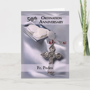 Individuelle Name 50. Ordination Jubiläum Glückwun Karte