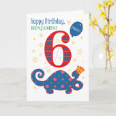 Individuelle Name 6. Geburtstag mit Fun Dinosaurie Karte (Gelbe Blume)