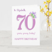 Individuelle Name 70. Geburtstag mit Lavender Rose Karte (Gelbe Blume)
