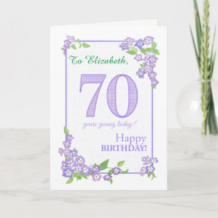 Individuelle Name 70. Geburtstag mit Phlox Blume C Karte