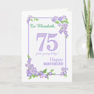 individuelle Name 75. Geburtstag mit Phlox Blume C Karte