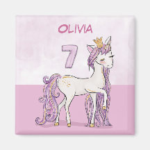 Individuelle Name 7. Geburtstag Rosa Pferd mit Kro