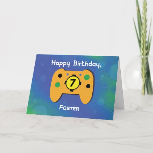 Individuelle Name 7 Jahre alter Gamer-Controller Karte (Vorderseite)