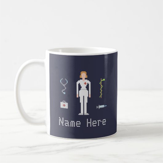 Individuelle Name 8Bit Weibliche Ärztin Kaffeetasse (Links)