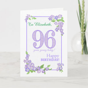 individuelle Name 96. Geburtstag mit Phlox Blume C Karte