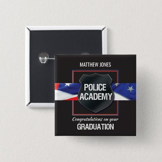 Individuelle Name, Abschluss der Polizeiakademie Button (Vorne & Hinten)