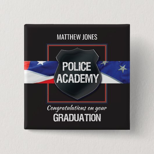 Individuelle Name, Abschluss der Polizeiakademie Button (Vorderseite)