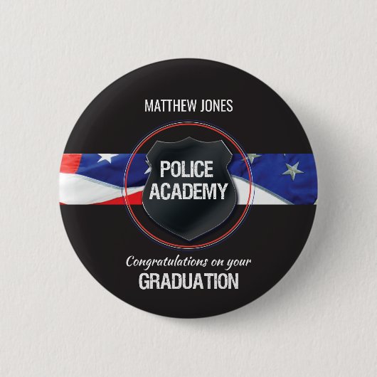 Individuelle Name, Abschluss der Polizeiakademie Button (Vorderseite)