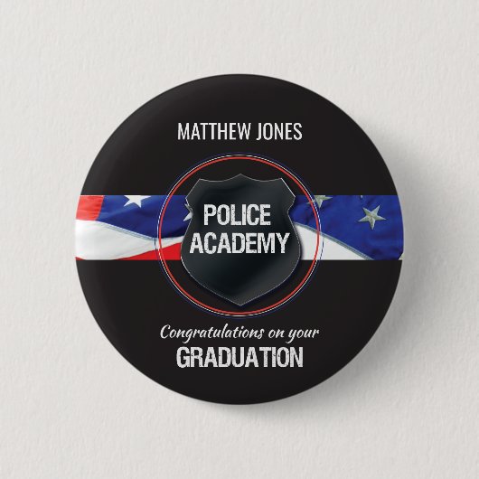 Individuelle Name, Abschluss der Polizeiakademie Button (Vorderseite)