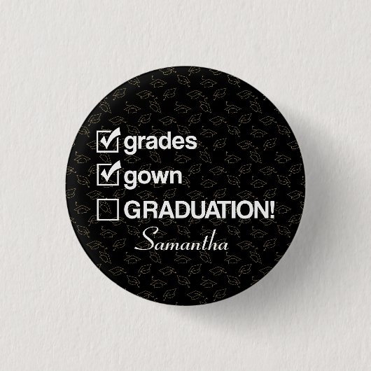 Individuelle Name Abschluss-Geschenk | Funny Absch Button (Vorderseite)