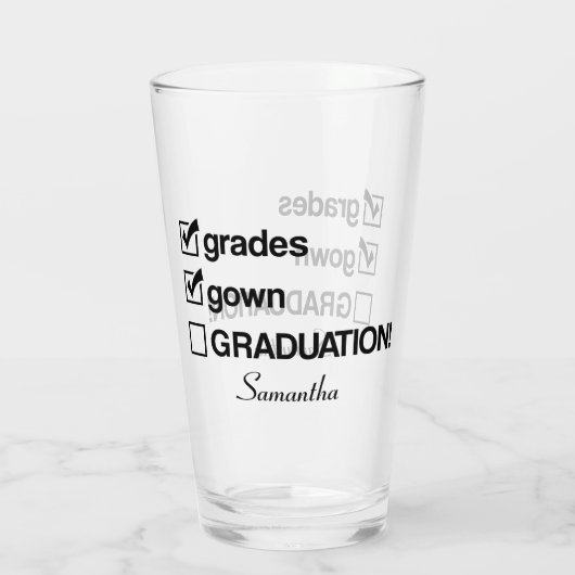 Individuelle Name Abschluss-Geschenk | Funny Absch Glas (Rückseite)