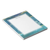Individuelle Name Abstrakt Aquamarin Blue Ink Gold Notizblock (angewinkelt)