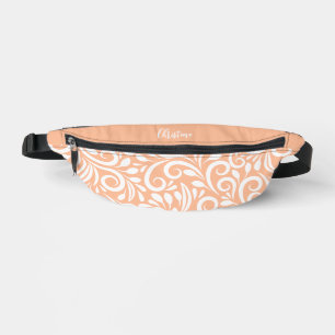 Individuelle Name Abstrakt Floral Elegante Peach W Bauchtasche