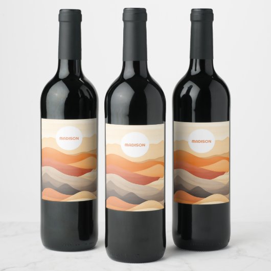 Individuelle Name Abstrakte Landschaftsbilder Weinetikett (Flaschen)