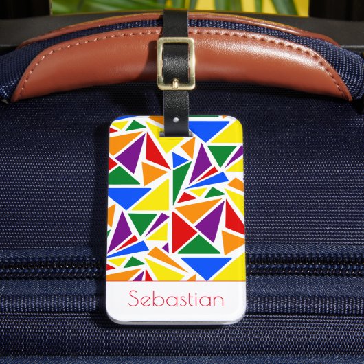 Individuelle Name Abstrakte LGBTQ-Regenbogenfarben Gepäckanhänger (Vorderseite Insitu 2)