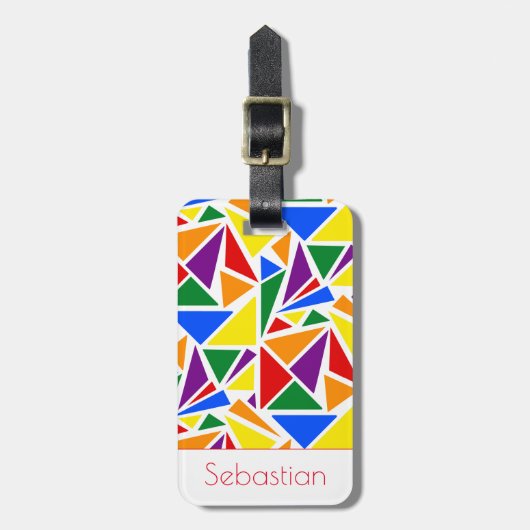 Individuelle Name Abstrakte LGBTQ-Regenbogenfarben Gepäckanhänger (Vorderseite vertikal)
