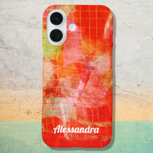 Individuelle Name Abstrakte Retro-Rote Orange Case-Mate iPhone Hülle